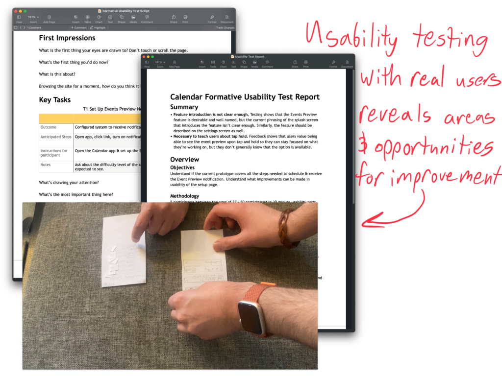 Usability testing with real users reveals areas and opportunities for improvement.